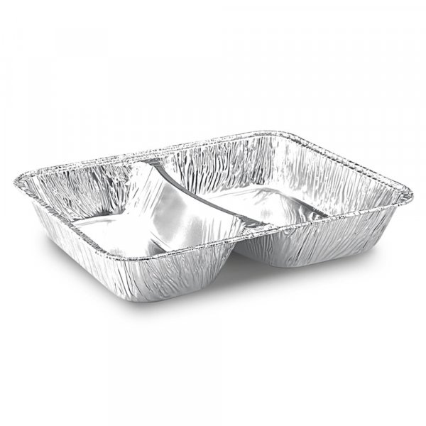 100 Stk. Aluschalen, Menüschalen 2-geteilt 1020 ml, 22,7x17,7x3 cm